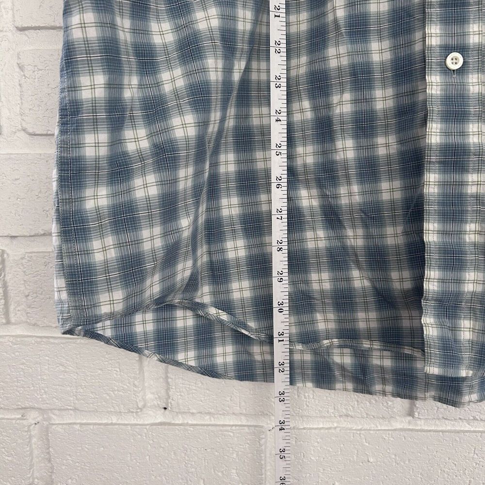 Nautica XXL Button Up Short Sleeve Shirt 80s Two Ply Cotton Blue Plaid - Picture 5 of 7